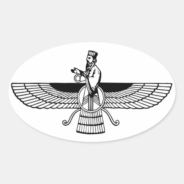 Faravahar Oval Sticker (Front)