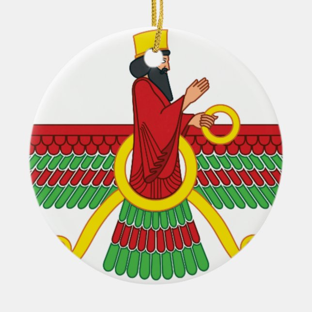 Faravahar Symbol Ceramic Tree Decoration (Front)