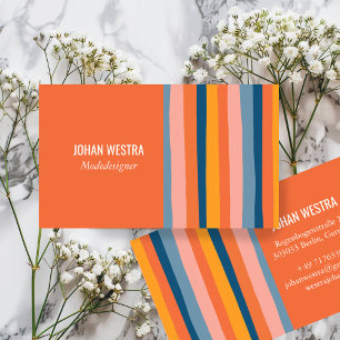 Farbig Minimalistisch Streifen-Orange Beruflich Business Card