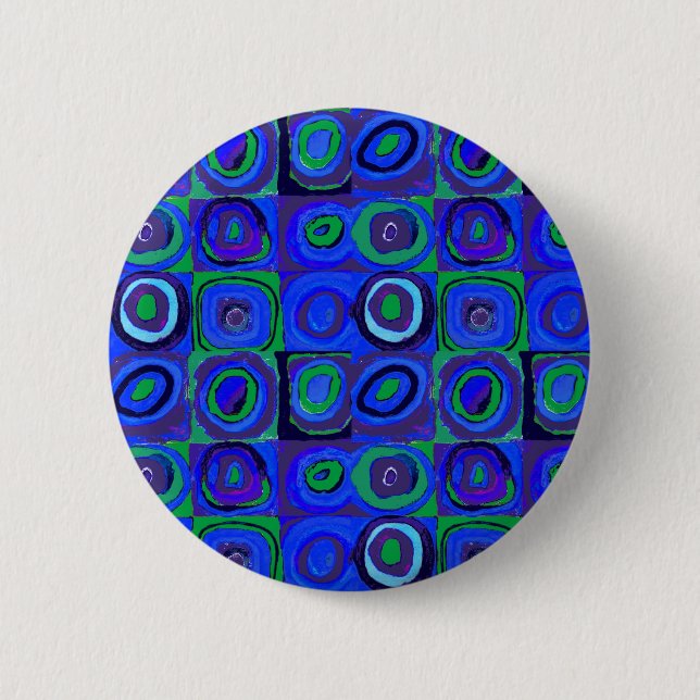 Farbstudie Quadrate Squares Blue Circles 6 Cm Round Badge (Front)
