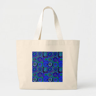 Farbstudie Quadrate Squares Blue Circles Large Tote Bag