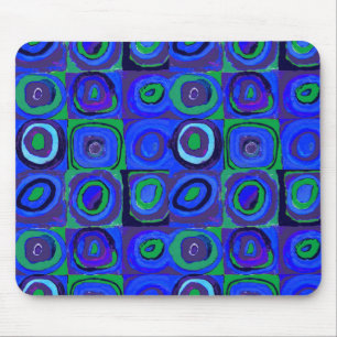 Farbstudie Quadrate Squares Blue Circles Mouse Mat