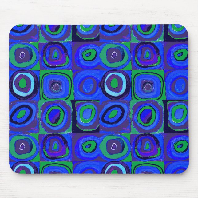 Farbstudie Quadrate Squares Blue Circles Mouse Mat (Front)