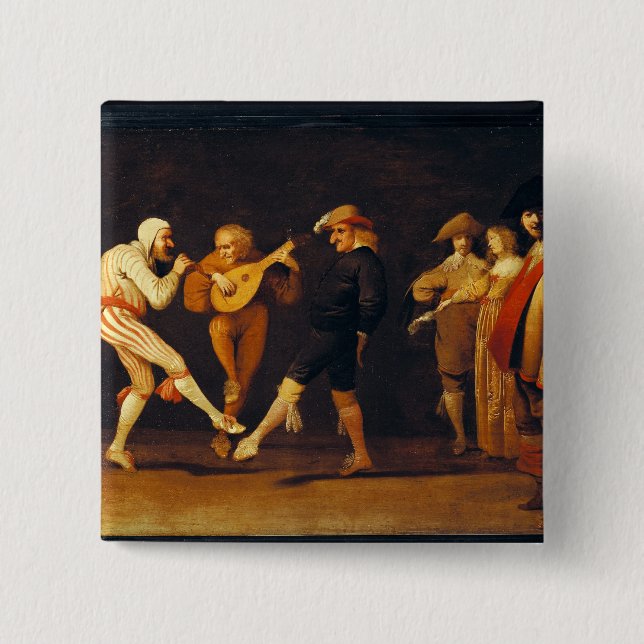 Farce Actors Dancing 15 Cm Square Badge (Front)