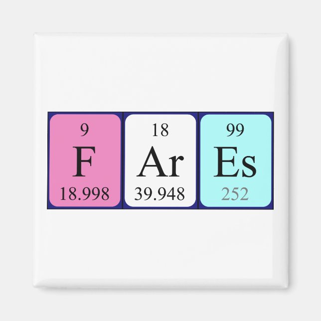 Fares periodic table name magnet (Front)