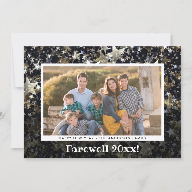 Farewell 2020 Photo Collage Confetti New Years Holiday Card (Front)