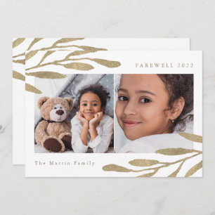 Farewell 2024 Faux Gold Botanical Two Photo Holiday Card