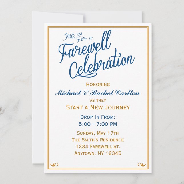 Farewell Celebration Going Away Invitation Navy (Front)