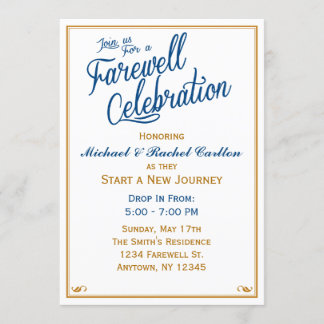 Farewell Celebration Going Away Invitation Navy