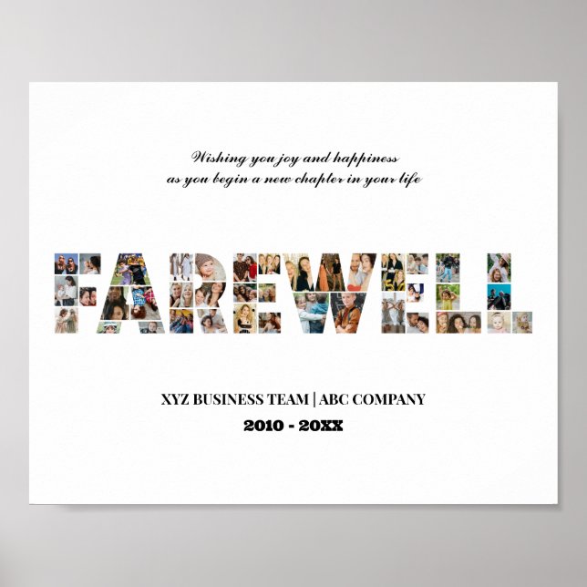 Farewell Custom Photo Collage Coworker Retirement Poster (Front)