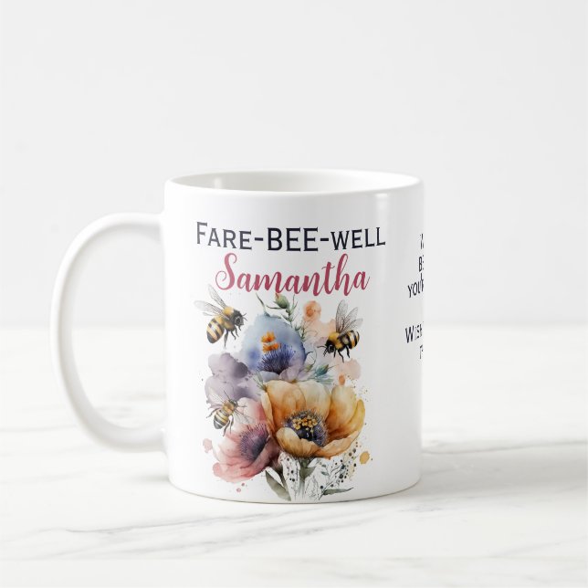 Farewell Goodbye Leaving Floral Bee Coffee Mug (Left)