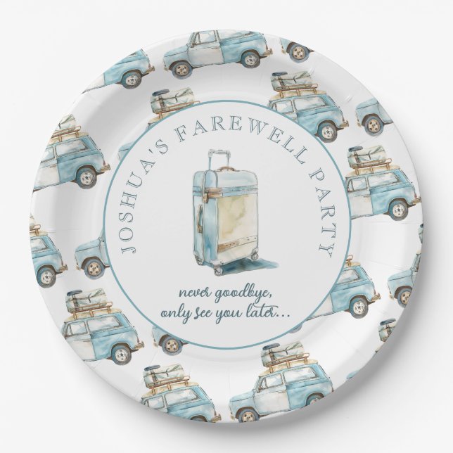 Farewell Grad Cute Car Going Away Party Paper Plate (Front)