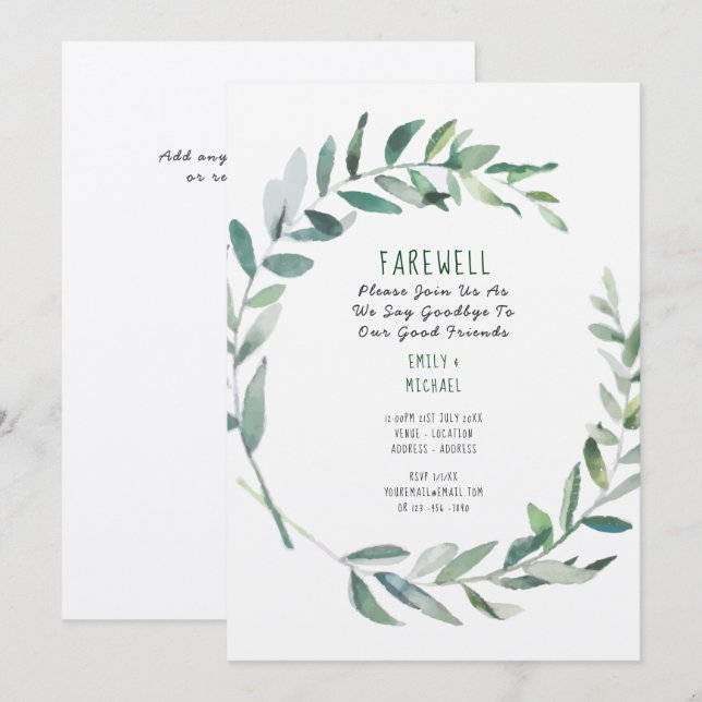 Farewell Leaving Party Invitation Kraft Rustic Art (Front/Back)