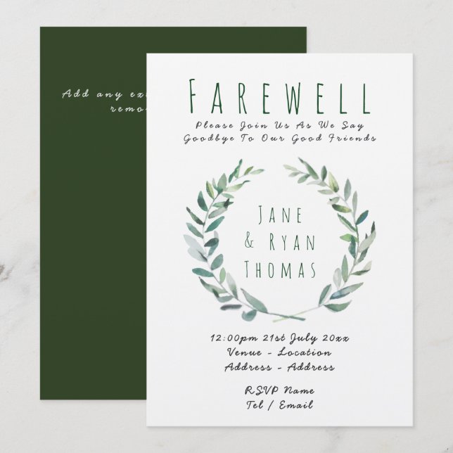 Farewell Leaving Party Invitation Rustic Leaves (Front/Back)