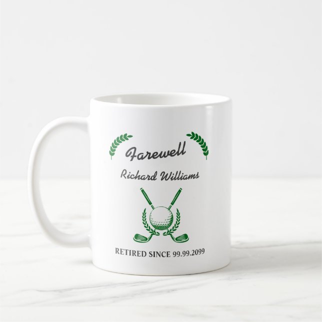 Farewell Retirement Golf Club Wreath Themed Party Coffee Mug (Left)