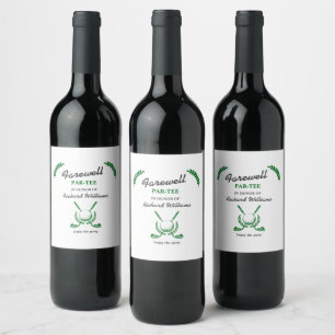 Farewell Retirement Golf Club Wreath Themed Party Wine Label