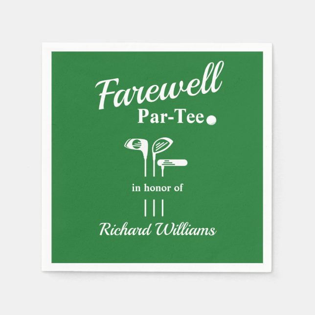 Farewell Retirement Golf Clubs Themed Par Tee Napkin (Front)