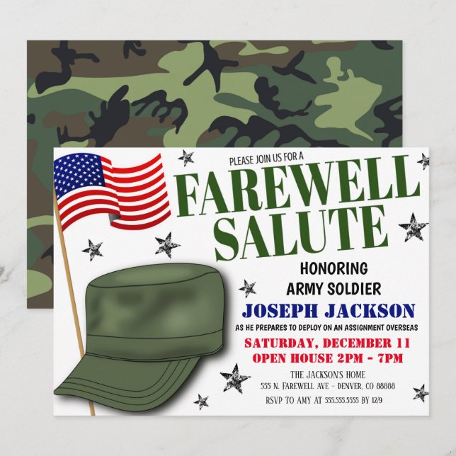 Farewell Soldier Party Invite (Front/Back)