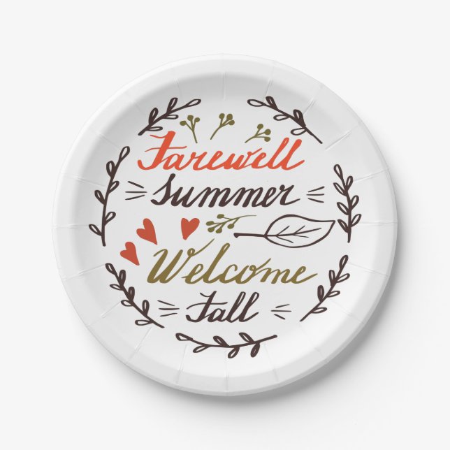 farewell summer welcome fall paper plate (Front)