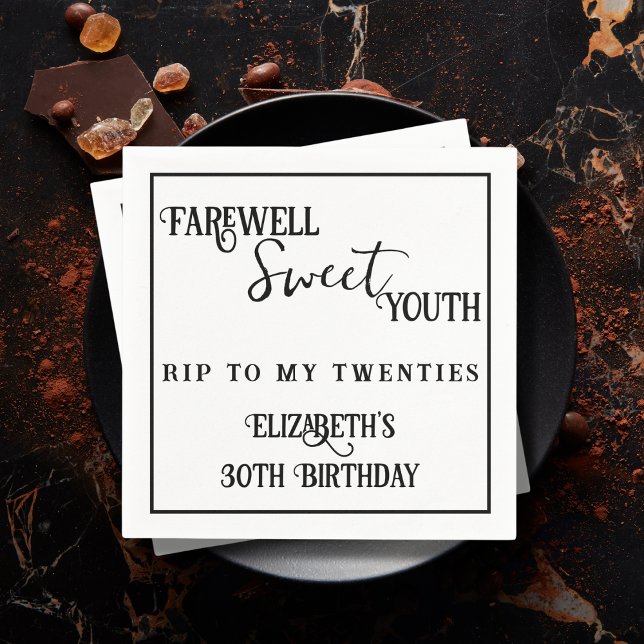 Farewell Sweet Youth RIP 20s 30th Birthday Napkin (Creator Uploaded)