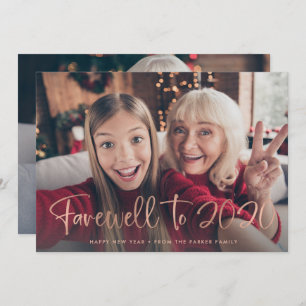 Farewell to 2020   Happy New Year 2021 Two Photo Holiday Card