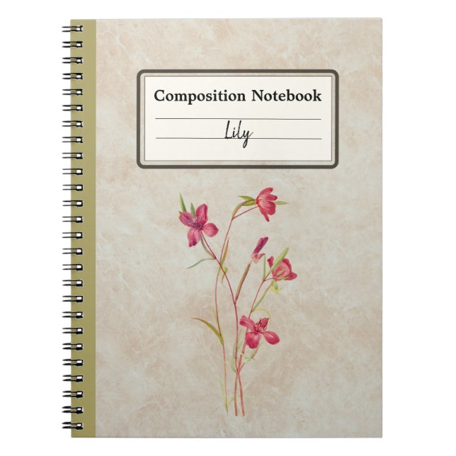 Farewell to Spring Flower Personalised Composition Notebook (Front)