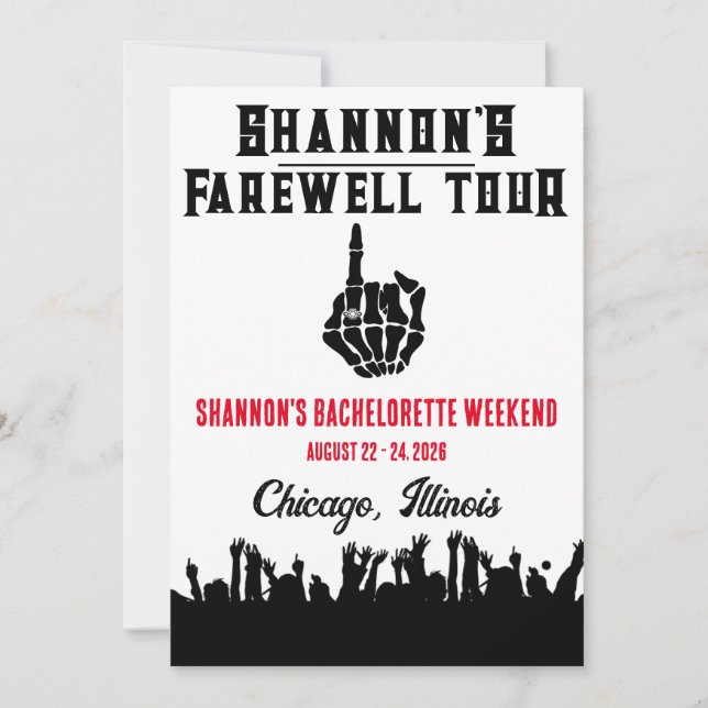 Farewell Tour, Music Festival Bachelorette Weekend Invitation (Front)