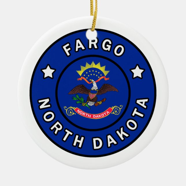 Fargo North Dakota Ceramic Tree Decoration (Front)