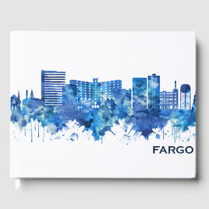 Fargo North Dakota Skyline Blue Guest Book