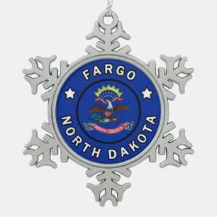 Fargo North Dakota Snowflake Pewter Christmas Ornament