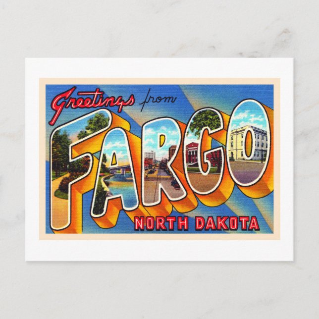Fargo North Dakota Vintage Large Letter Postcard (Front)