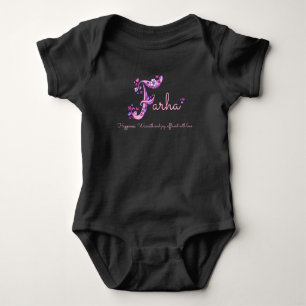 Farha girls name & meaning F monogram baby romper Bodysuit