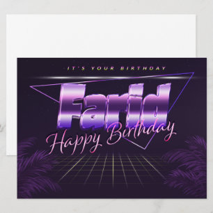 Farid Name Vorname lila retro Karte Geburtstag Card