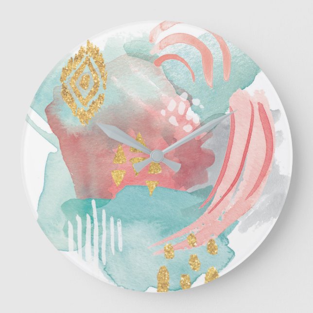 Faridas Abstract - Muted Colors Large Clock (Front)