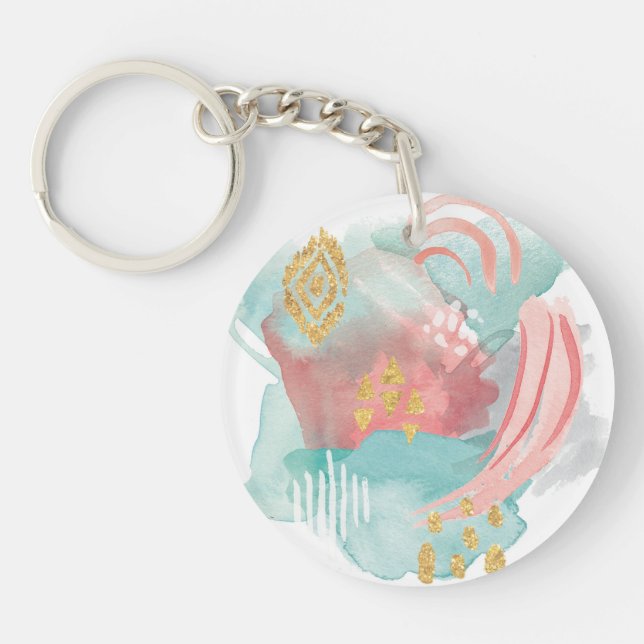 Faridas Abstract - Muted Colours Key Ring (Front)