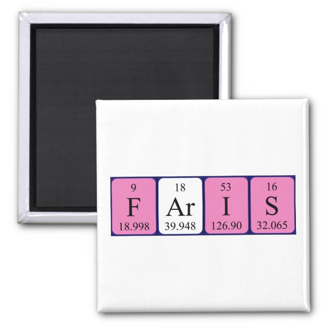 Faris periodic table name magnet (Front)