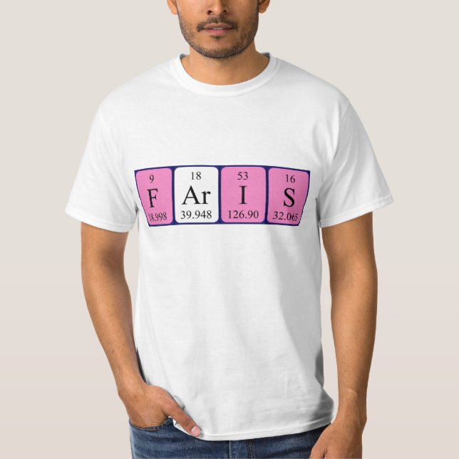 Faris periodic table name shirt (Front)