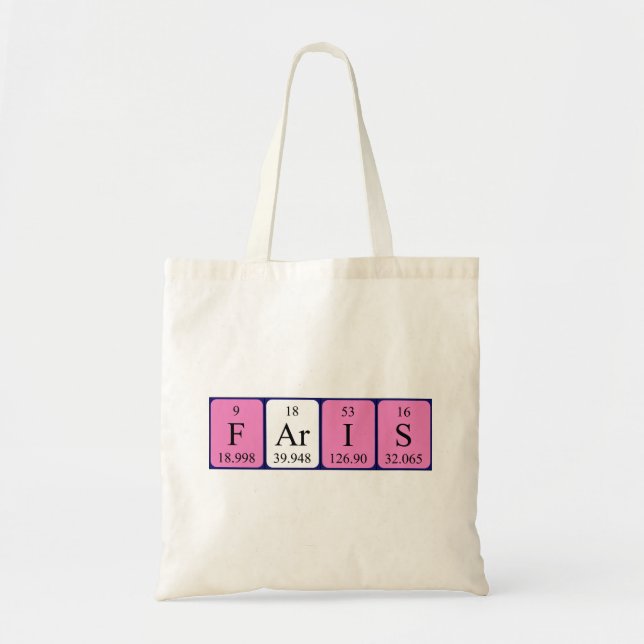 Faris periodic table name tote bag (Front)