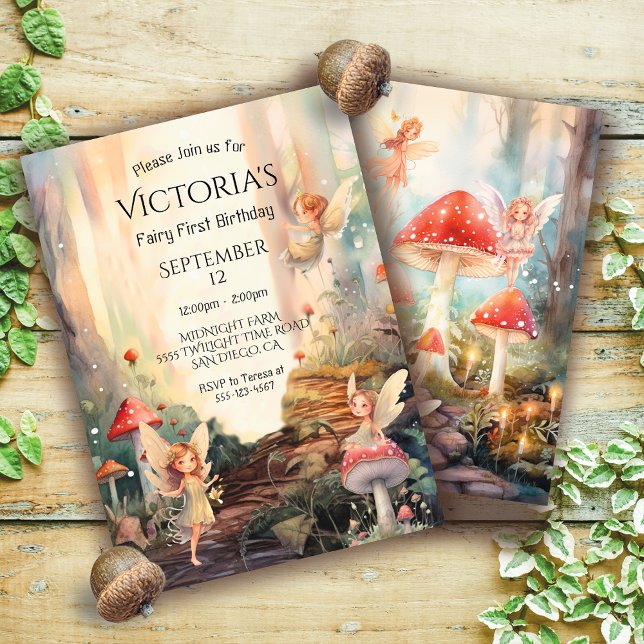 Fariy 1st Birthday Enchanted Forest Toadstool Invitation (Creator Uploaded)