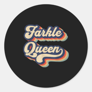 Farkle Queen Vintage Farkle Dice Game Womens Classic Round Sticker
