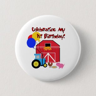 Farm 1st Birthday 6 Cm Round Badge