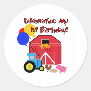 Farm 1st Birthday Classic Round Sticker
