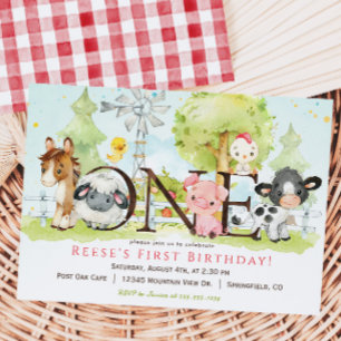 Farm 1st Birthday Invitation