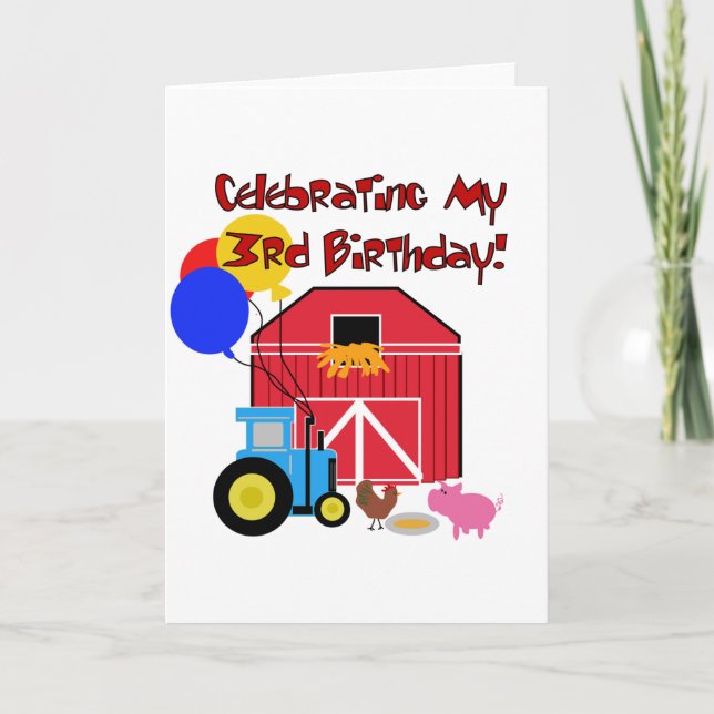 Farm 3rd Birthday T-shirts and Gifts Card (Front)