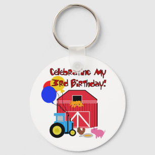 Farm 3rd Birthday T-shirts and Gifts Key Ring