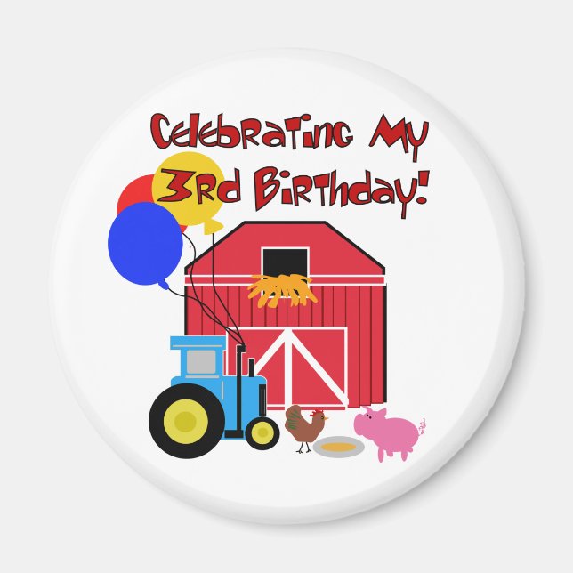 Farm 3rd Birthday T-shirts and Gifts Magnet (Front)