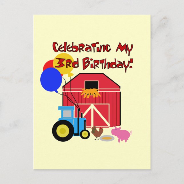 Farm 3rd Birthday T-shirts and Gifts Postcard (Front)
