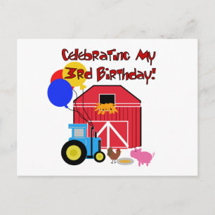 Farm 3rd Birthday T-shirts and Gifts Postcard