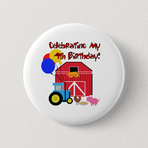 Farm 4th Birthday 6 Cm Round Badge
