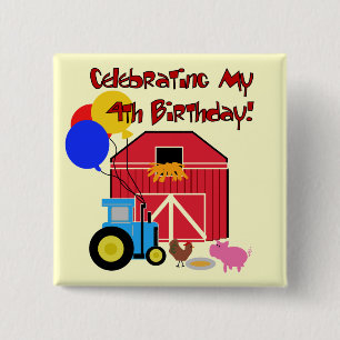 Farm 4th Birthday Tshirts and Gifts 15 Cm Square Badge